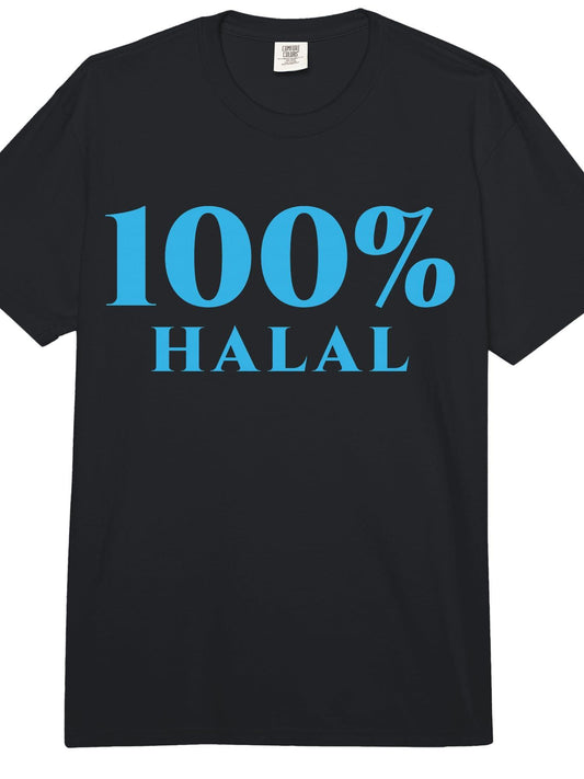 100% Halal Islamic Muslim Ramadan Kareem Mubarak Arabic Comfort Colors Adult Heavyweight T-Shirt Ramadan 180gsm Cotton Round Neck Short Sleeve Men Casual T-Shirt