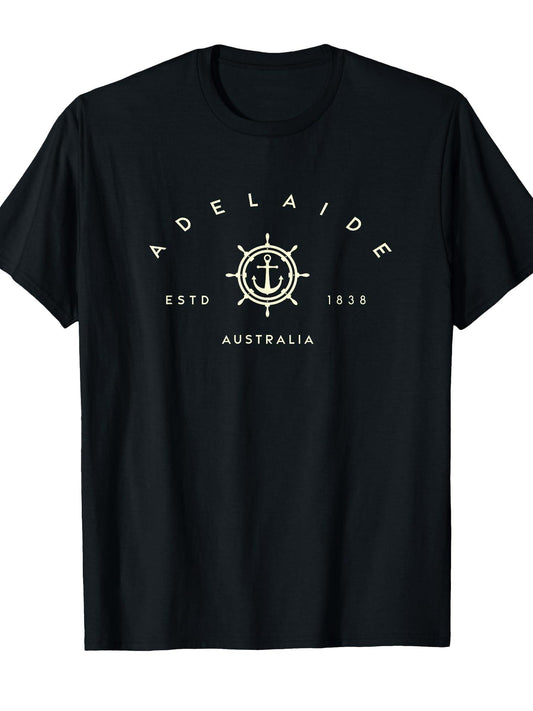 Adelaide Australia - Adelaide AUS Anchor T-Shirt Anchor 180gsm Cotton Round Neck Short Sleeve Men Casual T-Shirt